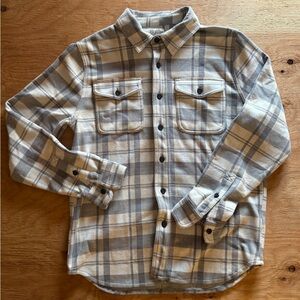 Men's Plaid Flannel Sweater Shirt - Gray and Cream